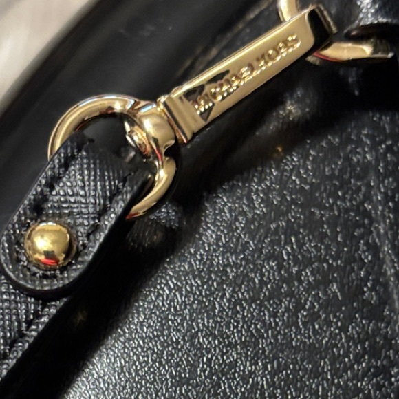 Michael Kors Black Wallet Gold Accents Jet Set Travel Lg Double Zip Wristlet - Picture 5 of 8